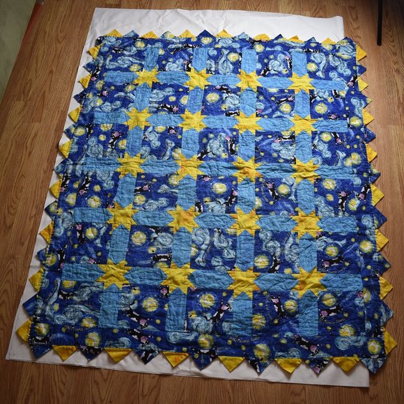Other - Handmade Quilt Starry Night Cows 40" X 47"